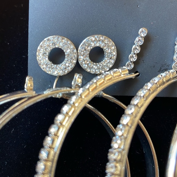 New York & Company Set of 6 Earrings, Silver and Rhinestones, NWT - Picture 6 of 7